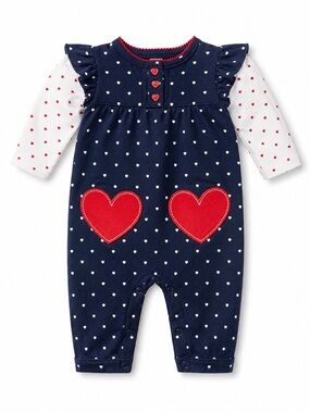Carter's Navy Romper with Red Heart Patches